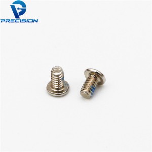 Custom flat head nickel plated blue patch electronic micro screw